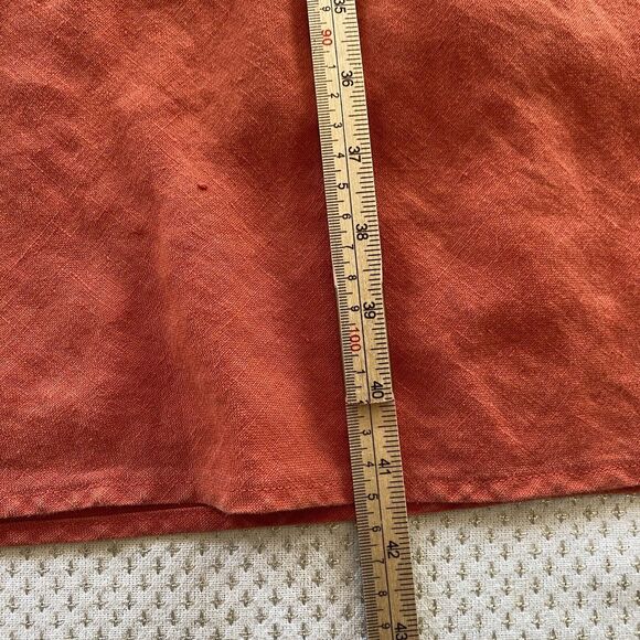 Cut Loose Dress Womens Small Orange Linen A-Line Midi V-Neck Lagenlook Crochet - Picture 9 of 9